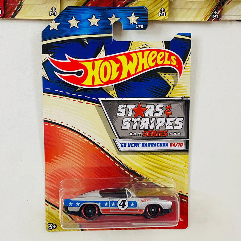 2020 Hot Wheels Stars & Stripes Colección Set de 10 - AMC Javelin AMX, 71 Plymouth Hemi Cuda, 64 Pontiac GTO, 68 Hemi Barracuda, Chevy Blazer 4x4, 68 El Camino Chevrolet y más