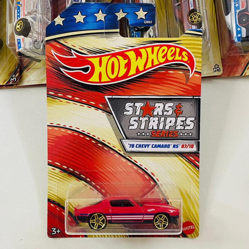 2020 Hot Wheels Stars & Stripes Colección Set de 10 - AMC Javelin AMX, 71 Plymouth Hemi Cuda, 64 Pontiac GTO, 68 Hemi Barracuda, Chevy Blazer 4x4, 68 El Camino Chevrolet y más