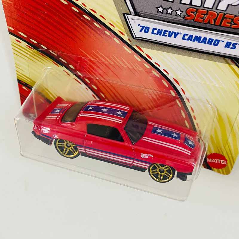 2020 Hot Wheels Stars & Stripes Colección Set de 10 - AMC Javelin AMX, 71 Plymouth Hemi Cuda, 64 Pontiac GTO, 68 Hemi Barracuda, Chevy Blazer 4x4, 68 El Camino Chevrolet y más