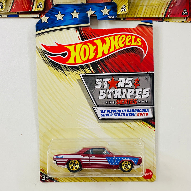 2020 Hot Wheels Stars & Stripes Colección Set de 10 - AMC Javelin AMX, 71 Plymouth Hemi Cuda, 64 Pontiac GTO, 68 Hemi Barracuda, Chevy Blazer 4x4, 68 El Camino Chevrolet y más