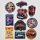 Set de 10 Stickers de Autos Clásicos Hot Rods y Chicas Pin-Up