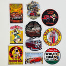 Set de 10 Stickers de Autos Clásicos Hot Rods y Chicas Pin-Up