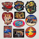 Set de 10 Stickers de Autos Clásicos Hot Rods y Chicas Pin-Up