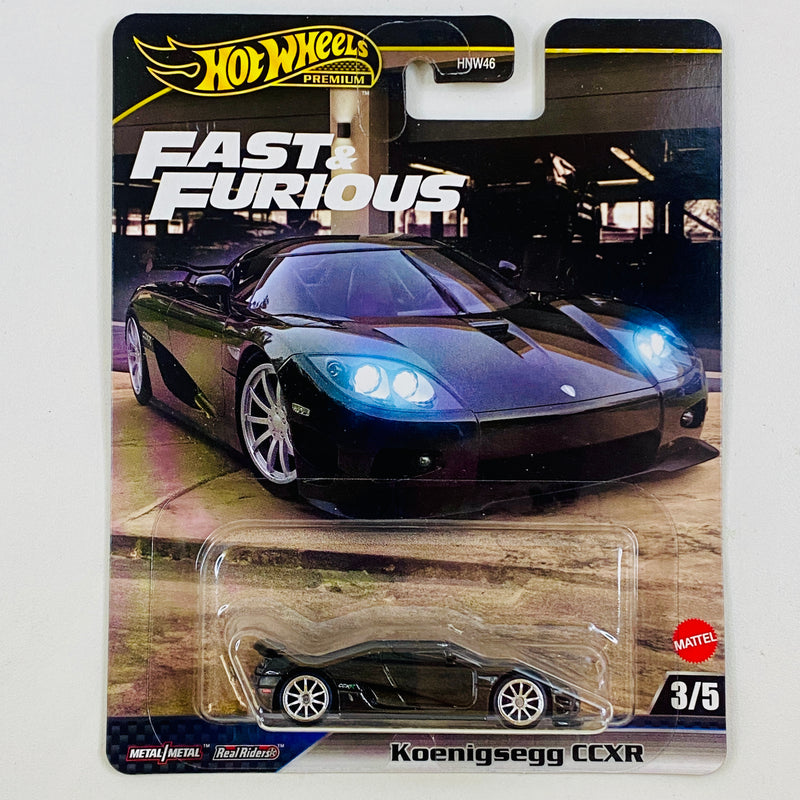 2025 Hot Wheels Premium Fast & Furious Rápidos y Furiosos Koenigsegg CCXR negro metálico Llantas de Goma RR Primera Edición
