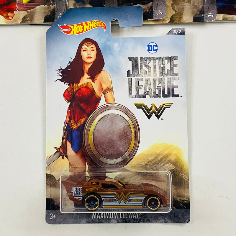 2017 Hot Wheels Justice League DC Colección Set de 7 - Power Pro, Street Shaker, Maximum Leeway, RD-09, Blvd Bruiser, Quick n Sik, Bassline