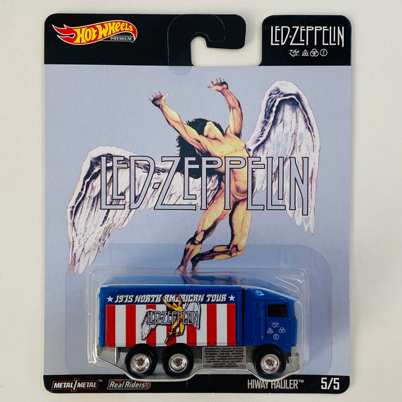 2020 Hot Wheels Premium Pop Culture Led Zeppelin Hiway Hauler azul Llantas de Goma RR base ZAMAC