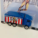 2020 Hot Wheels Premium Pop Culture Led Zeppelin Hiway Hauler 70s COE Kenworth azul Llantas de Goma RR base ZAMAC
