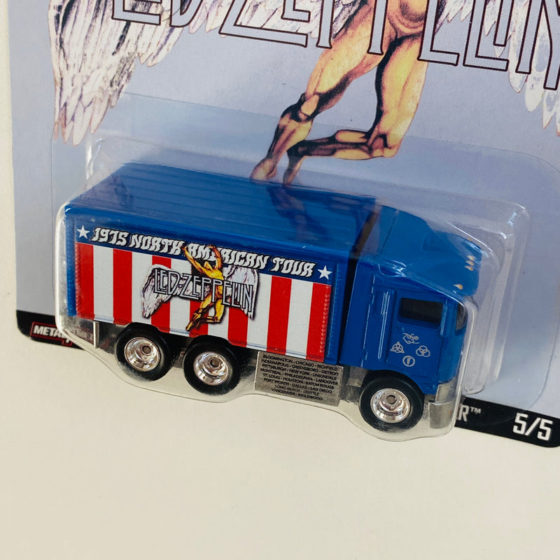 2020 Hot Wheels Premium Pop Culture Led Zeppelin Hiway Hauler azul Llantas de Goma RR base ZAMAC