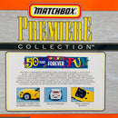 1998 Matchbox Premiere Collection Toy R Us 50 Years Anniversary Set de 4 - 50th Anniversary Rig, Ferrari F50, 97 Corvette Coupe, 68 Mustang Cobra Jet con Llantas de Goma