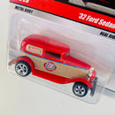 2009 Hot Wheels Larry's Garage 32 Ford Sedan Delivery rojo con beige Llantas de Goma RR base ZAMAC