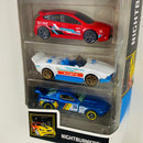 2020 Hot Wheels Multipack Exclusive Nightburnerz 5 Pack Set de 5 - Renault Sport RS 01, Dodge Challenger Drift Car, Ford Focus RS, Track Manga, Custom 12 Ford Mustang