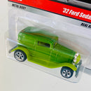 2009 Hot Wheels Larry's Garage 32 Ford Sedan Delivery verde metálico Llantas de Goma RR base ZAMAC