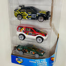 2004 Hot Wheels Multipack Exclusive Tiki Torchers 5 Pack Set de 5 - Jeep Jeepster, Mini Cooper, Ford Escort Rally, Isuzu VehiCROSS, Lancia Stratos