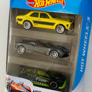 2017 Hot Wheels Multipack Exclusive 3 Pack Set de 3 - 70 Ford Escort RS1600, 17 Pagani Huayra Roadster, 12 Ford Fiesta