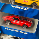 2001 Hot Wheels Special Edition Little Debbie Exclusive Series III 3 Pack Set de 3 - 70 Chevelle Chevrolet, 69 Mustang Mach I Ford, 70 Road Runner Plymouth