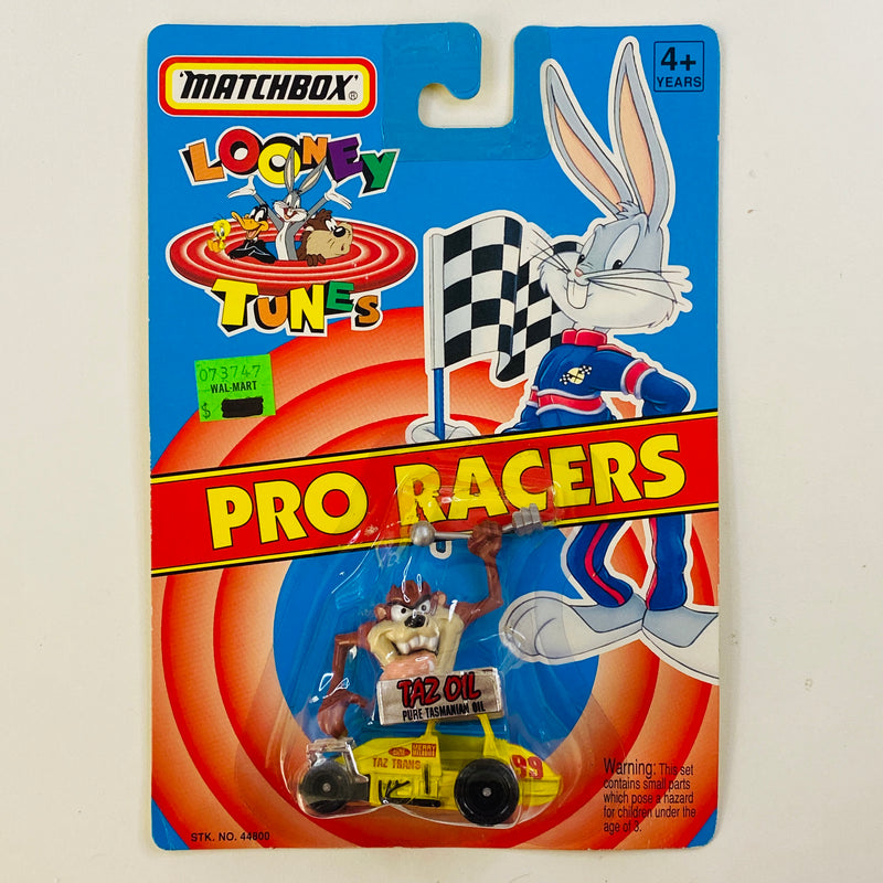 1994 Matchbox Looney Tunes Pro Racers Sprint Racer 99 amarillo con figura de Taz Demonio de Tasmania