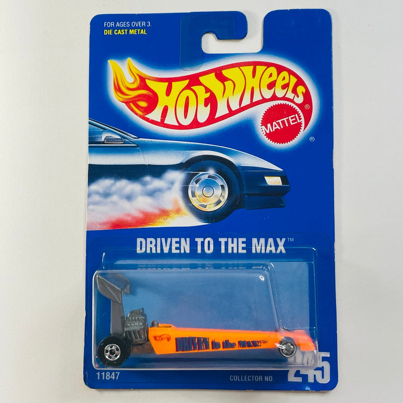 1994 Hot Wheels Driven to the Max Dragster 245 naranja brillante BW base ZAMAC Primera Edición
