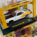 2022 M2 Machines Model Kit Limited Edition 1/9,750 The Rapid Transit System 1971 Plymouth Cuda HEMI R48 blanco Llantas de Goma