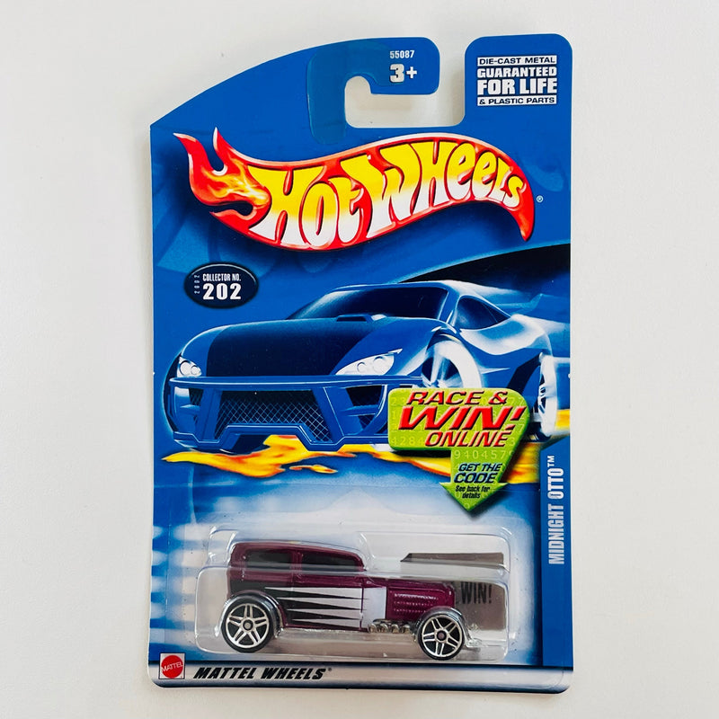 2002 Hot Wheels Midnight Otto 1932 Ford Sedan 202 morado metálico PR5