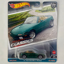 2023 Hot Wheels Premium Car Culture Modern Classics 91 Mazda MX-5 Miata verde Llantas de Goma RR