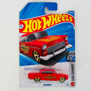 2026 Hot Wheels Cool Classics 55 Chevy rojo con flamas 5SP