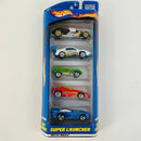 2000 Hot Wheels Super Launcher 5 Pack Set de 5 - Saltflat Racer, Pikes Peak Celica Toyota, Cat-A-Pult, Silhouette II, Splittin' Image II