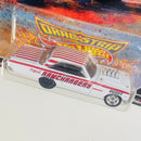 2022 Hot Wheels Premium Car Culture Dragstrip Demons 65 Dodge Coronet blanco Llantas de Goma RR base ZAMAC