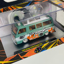 2024 M2 Machines Limited Edition 1/9,200 Maui and Sons 1965 Dodge A100 Camper Van R74 verde Llantas de Goma