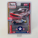 2022 Auto World MiJo Exclusives Special Edition 1/3,600 Segunda Guerra Mundial WWII Flying Tigers Dientes de Tiburón 2019 Dodge Challenger Hellcat plata Llantas de Goma