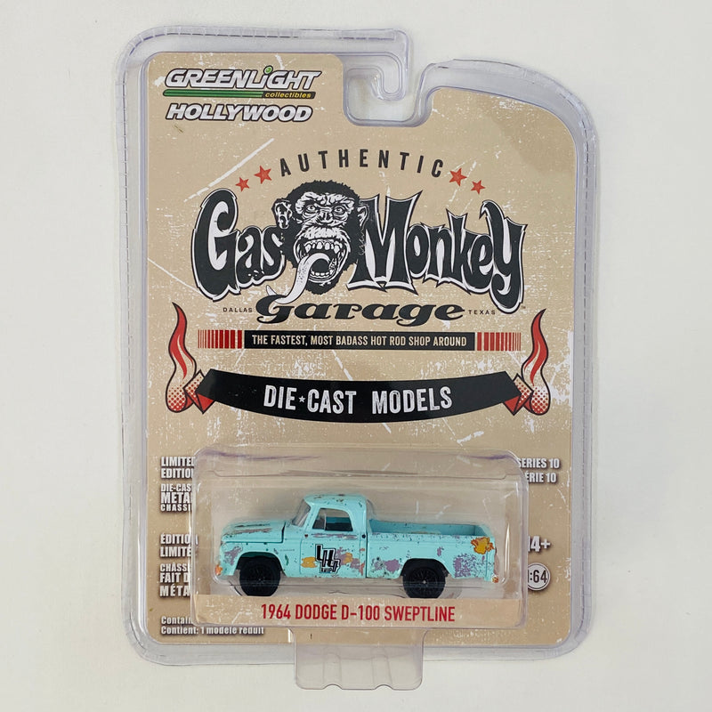 2015 Greenlight Hollywood Limited Edition Gas Monkey Garage 1964 Dodge D-100 Sweptline celeste Llantas de Goma
