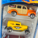 2001 Hot Wheels Skateboarders 5 Pack Set de 5 - 40s Woodie Ford, 32 Ford Delivery, Deora II, Surf Crate, Chevrolet Classic Nomad
