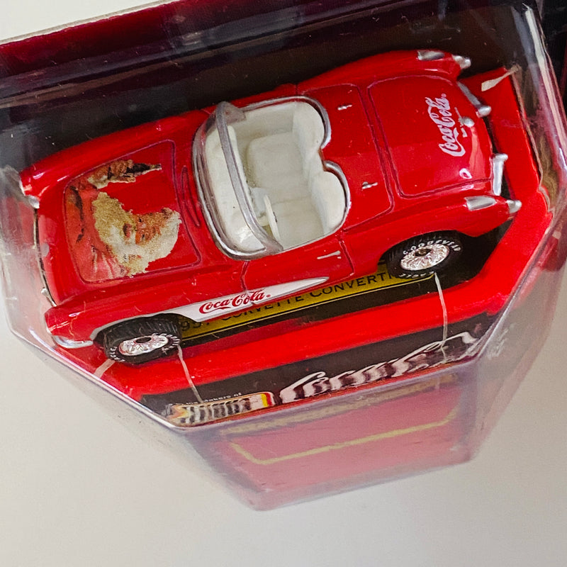 1999 Matchbox Collectibles Premiere Collection Navidad Santa Claus Coca Cola Coke 1957 Corvette Convertible rojo con blanco Llantas de Goma - Detalle Tarjeta