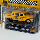 2015 Hot Wheels Premium Entertainment Taxi 74 Checker Taxi Cab naranja Llantas de Goma RR base ZAMAC - Primera y Única Edición