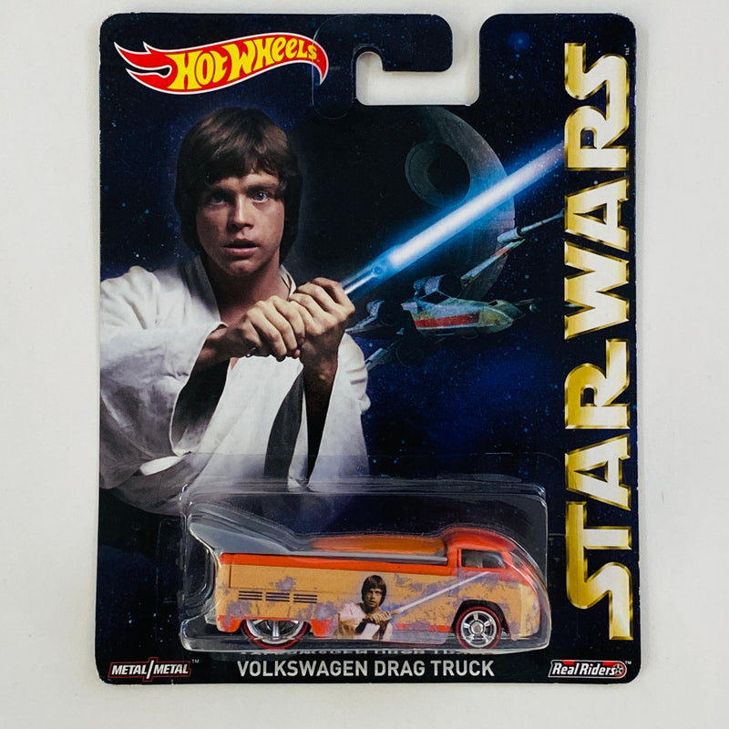 2015 Hot Wheels Premium Pop Culture Star Wars Luke Skywalker Volkswagen Drag Truck naranja Llantas de Goma Redline RR base ZAMAC