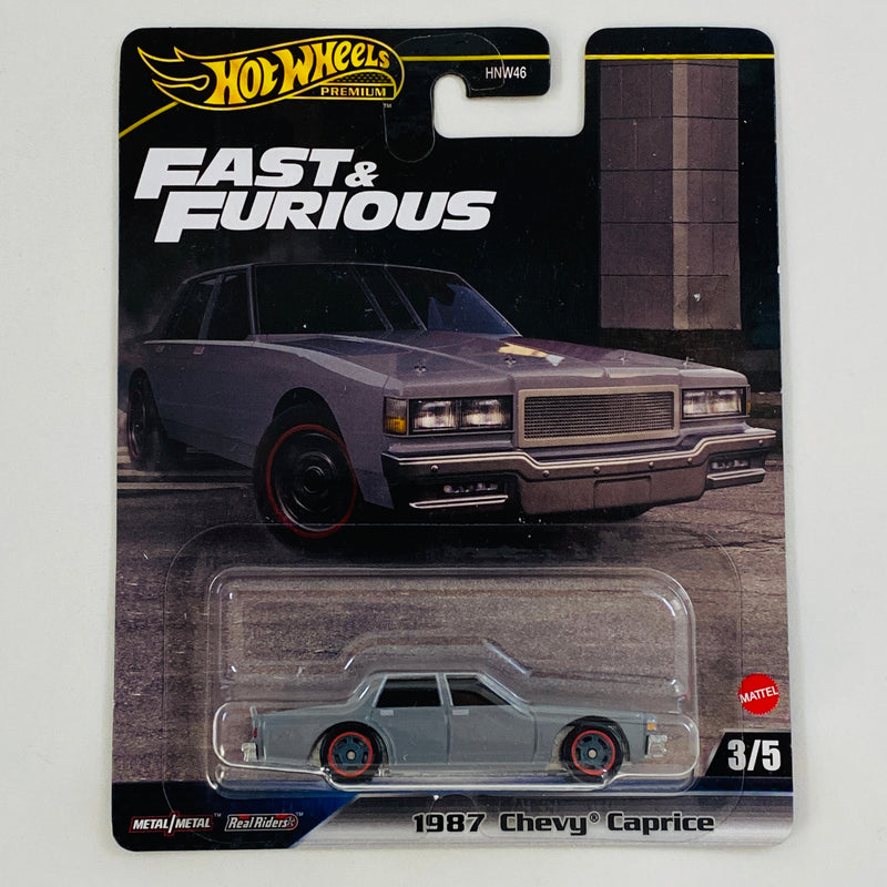 2024 Hot Wheels Premium Fast & Furious Rápidos y Furiosos  1987 Chevy Caprice gris Llantas de Goma Redline RR base ZAMAC Primera Edición