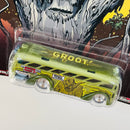 2015 Hot Wheels Premium Pop Culture Marvel Groot Surfin' School Bus verde metálico Llantas de Goma RR base ZAMAC