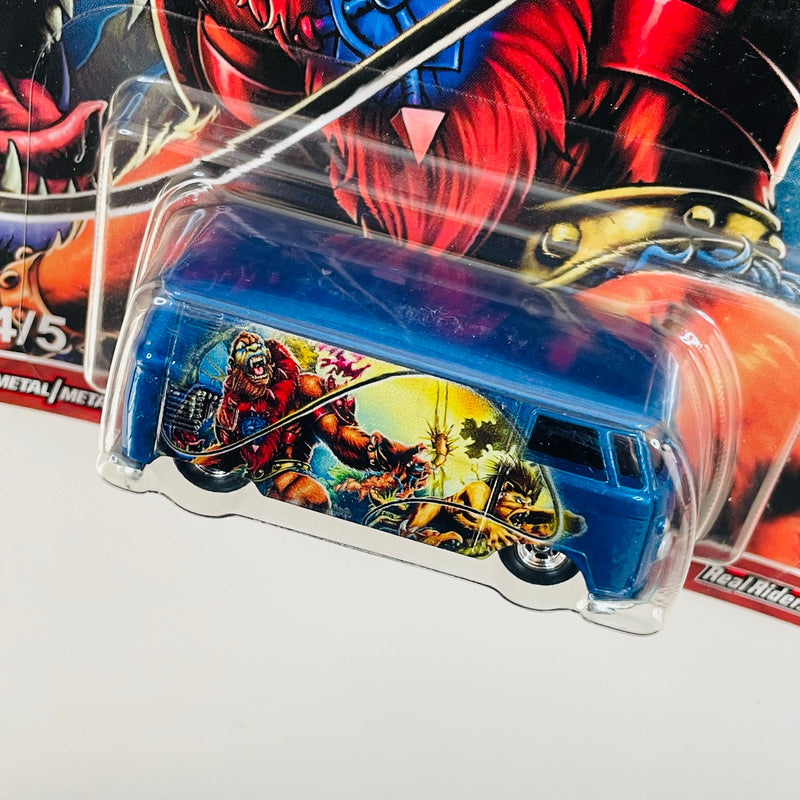 2021 Hot Wheels Premium Pop Culture Masters of the Universe He-Man Beast Man Volkswagen T1 Panel Bus azul metálico Llantas de Goma RR base ZAMAC