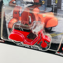 2021 Hot Wheels Premium Entertainment Deadpool Scooter Vespa rojo Llantas de Goma RR
