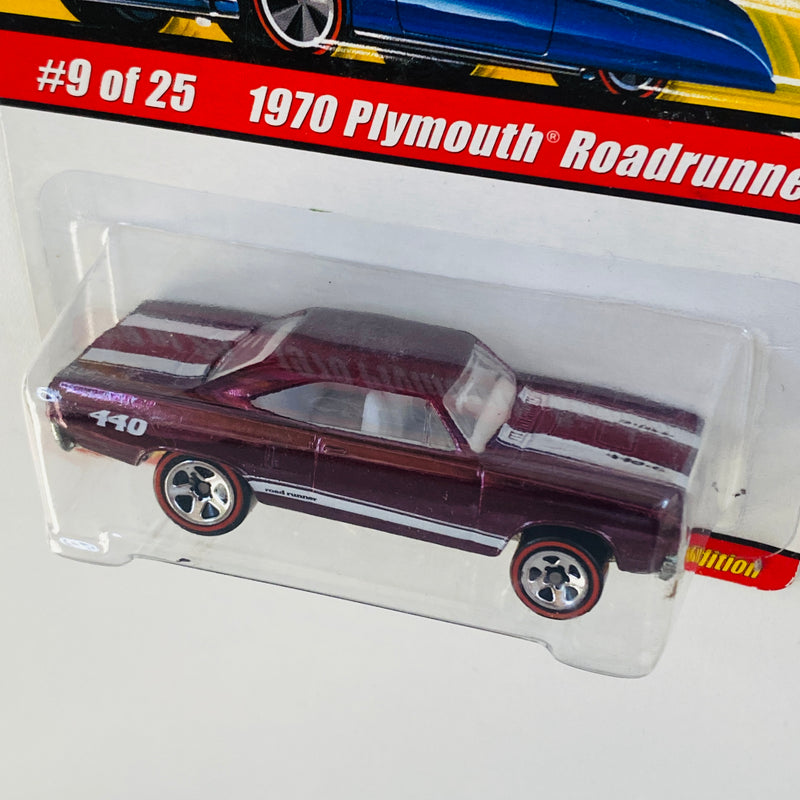 2005 Hot Wheels Classics Series 1 1970 Plymouth Roadrunner morado spectraflame Redline 5SP base ZAMAC