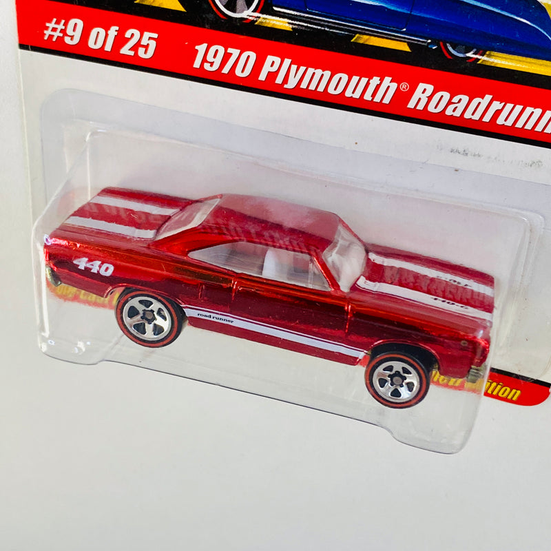 2005 Hot Wheels Classics Series 1 1970 Plymouth Roadrunner rojo spectraflame Redline 5SP base ZAMAC