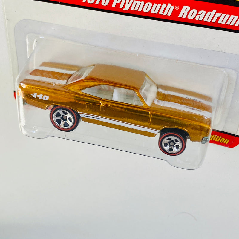 2005 Hot Wheels Classics Series 1 1970 Plymouth Roadrunner dorado spectraflame Redline 5SP base ZAMAC