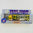 1997 Matchbox Team Collectible NFL Green Bay Packers Camión Trailer Kenworth T600 Tractor verde con amarillo Llantas de Goma