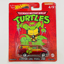 2022 Hot Wheels Premium Pop Culture Teenage Mutant Ninja Turtles Tortugas Ninja Custom GMC Panel Van 1983 GMC Vandura A Team Van rojo metálico Llantas de Goma RR base ZAMAC