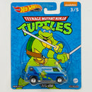2022 Hot Wheels Premium Pop Culture Teenage Mutant Ninja Turtles Tortugas Ninja 70s Van azul metálico Llantas de Goma RR base ZAMAC