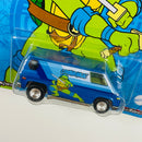 2022 Hot Wheels Premium Pop Culture Teenage Mutant Ninja Turtles Tortugas Ninja 70s Van azul metálico Llantas de Goma RR base ZAMAC