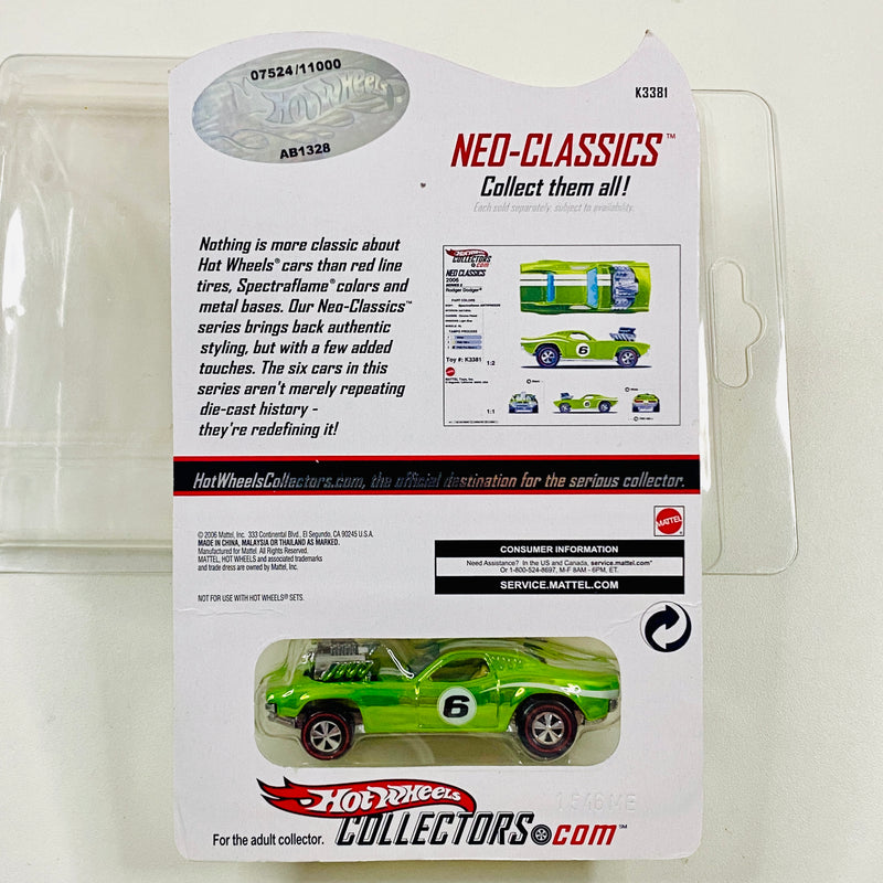 2006 Hot Wheels RLC Exclusivo Red Line Club Neo Classics Limited Edition 7,524/11,000 Rodger Dodger verde spectraflame Llantas Redline RL