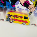 2016 Hot Wheels Pop Culture Marvel Hawkeye 66 Dodge A100 amarillo Llantas de Goma RR redline base ZAMAC