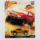 2019 Hot Wheels Premium Car Culture Desert Rally 70 Oldsmobile 442 rojo metálico Llantas de Goma RR base ZAMAC