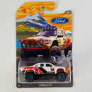 2018 Hot Wheels Walmart Exclusive Ford Trucks Sandblaster Ford F-150 SVT Raptor Prerunner blanco 5SP