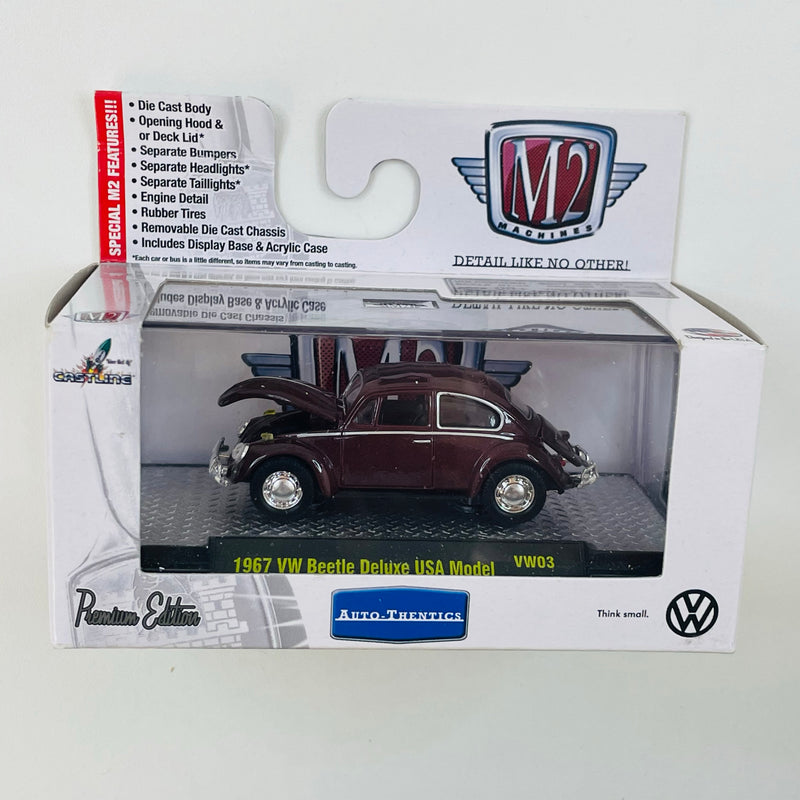 2015 M2 Machines Auto-Thentics Limited Edition 1967 VW Volkswagen Beetle Deluxe USA Model VW03 granate Llantas de Goma